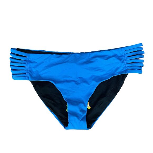 BECCA Plus 1X Hipster Bikini Bottom Blue NWT Strappy Swimwear Solid - Picture 1 of 5